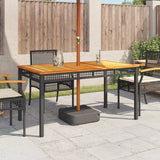 NNEVL Garden Table Black 140x80x75 cm Poly Rattan Acacia Wood