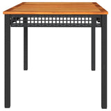 NNEVL Garden Table Black 140x80x75 cm Poly Rattan Acacia Wood