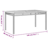 NNEVL Garden Table Black 140x80x75 cm Poly Rattan Acacia Wood