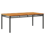 NNEVL Garden Table Black 180x90x75 cm Poly Rattan Acacia Wood