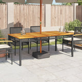 NNEVL Garden Table Black 180x90x75 cm Poly Rattan Acacia Wood