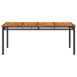 NNEVL Garden Table Black 180x90x75 cm Poly Rattan Acacia Wood