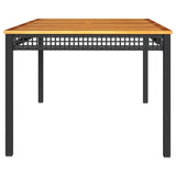 NNEVL Garden Table Black 180x90x75 cm Poly Rattan Acacia Wood