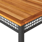 NNEVL Garden Table Black 180x90x75 cm Poly Rattan Acacia Wood