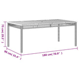 NNEVL Garden Table Black 180x90x75 cm Poly Rattan Acacia Wood