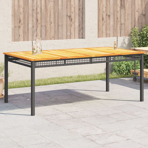 NNEVL Garden Table Black 180x90x75 cm Poly Rattan Acacia Wood
