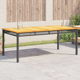 NNEVL Garden Table Black 180x90x75 cm Poly Rattan Acacia Wood