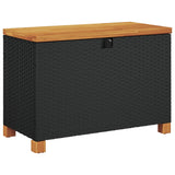 NNEVL Garden Storage Box Black 80x40x48 cm Poly Rattan Acacia Wood