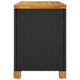 NNEVL Garden Storage Box Black 80x40x48 cm Poly Rattan Acacia Wood