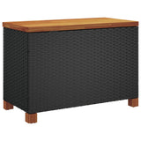 NNEVL Garden Storage Box Black 80x40x48 cm Poly Rattan Acacia Wood