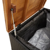 NNEVL Garden Storage Box Black 80x40x48 cm Poly Rattan Acacia Wood