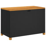 NNEVL Garden Storage Box Black 110x55x63 cm Poly Rattan Acacia Wood