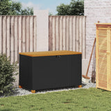 NNEVL Garden Storage Box Black 110x55x63 cm Poly Rattan Acacia Wood