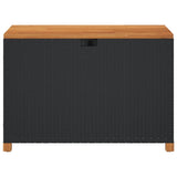 NNEVL Garden Storage Box Black 110x55x63 cm Poly Rattan Acacia Wood