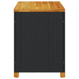 NNEVL Garden Storage Box Black 110x55x63 cm Poly Rattan Acacia Wood