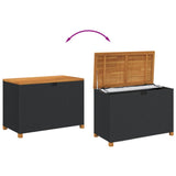 NNEVL Garden Storage Box Black 110x55x63 cm Poly Rattan Acacia Wood