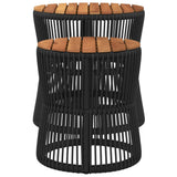 NNEVL Garden Side Tables 2 pcs with Wooden Top Black Poly Rattan