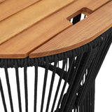 NNEVL Garden Side Tables 2 pcs with Wooden Top Black Poly Rattan