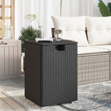 NNEVL Propane Tank Cover Table Black 40x40x60 cm Poly Rattan