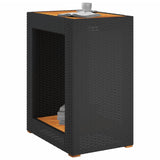 NNEVL Garden Side Table with Wooden Top Black 60x40x75 cm Poly Rattan