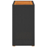 NNEVL Garden Side Table with Wooden Top Black 60x40x75 cm Poly Rattan