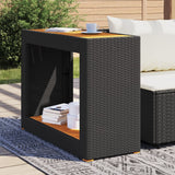 NNEVL Garden Side Table with Wooden Top Black 100x40x75 cm Poly Rattan