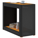 NNEVL Garden Side Table with Wooden Top Black 100x40x75 cm Poly Rattan