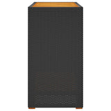 NNEVL Garden Side Table with Wooden Top Black 100x40x75 cm Poly Rattan