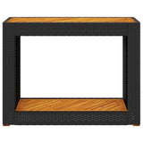 NNEVL Garden Side Table with Wooden Top Black 100x40x75 cm Poly Rattan
