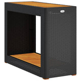NNEVL Garden Side Table with Wooden Top Black 100x40x75 cm Poly Rattan