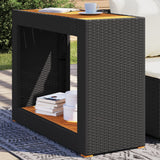 NNEVL Garden Side Table with Wooden Top Black 100x40x75 cm Poly Rattan