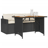 NNEVL 2 Piece Garden Dining Set with Cushions Black Poly Rattan