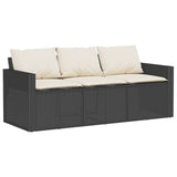 NNEVL 2 Piece Garden Dining Set with Cushions Black Poly Rattan