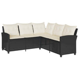 NNEVL L-shaped Couch Sofa with Cushions Black Poly Rattan