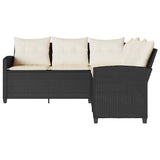 NNEVL L-shaped Couch Sofa with Cushions Black Poly Rattan