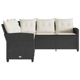 NNEVL L-shaped Couch Sofa with Cushions Black Poly Rattan
