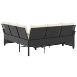 NNEVL L-shaped Couch Sofa with Cushions Black Poly Rattan