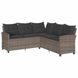 NNEVL L-shaped Couch Sofa with Cushions Grey Poly Rattan