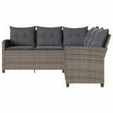 NNEVL L-shaped Couch Sofa with Cushions Grey Poly Rattan