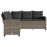 NNEVL L-shaped Couch Sofa with Cushions Grey Poly Rattan