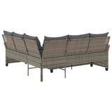 NNEVL L-shaped Couch Sofa with Cushions Grey Poly Rattan