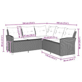 NNEVL L-shaped Couch Sofa with Cushions Grey Poly Rattan