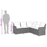 NNEVL L-shaped Couch Sofa with Cushions Grey Poly Rattan