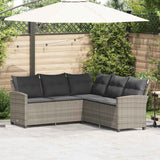 NNEVL L-shaped Couch Sofa with Cushions Grey Poly Rattan