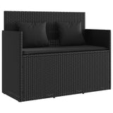 NNEVL Garden Bench with Cushions Black Poly Rattan
