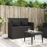 NNEVL Garden Bench with Cushions Black Poly Rattan