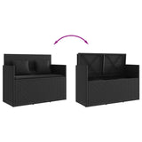 NNEVL Garden Bench with Cushions Black Poly Rattan