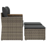NNEVL Garden Sofa 2-Seater with Stools Grey Poly Rattan