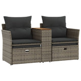 NNEVL Garden Sofa 2-Seater with Stools Grey Poly Rattan