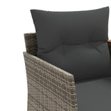 NNEVL Garden Sofa 2-Seater with Stools Grey Poly Rattan